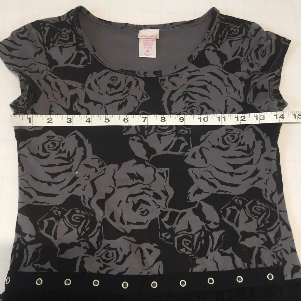 Xhilaration Girls Floral Printed Black Dress Sz M